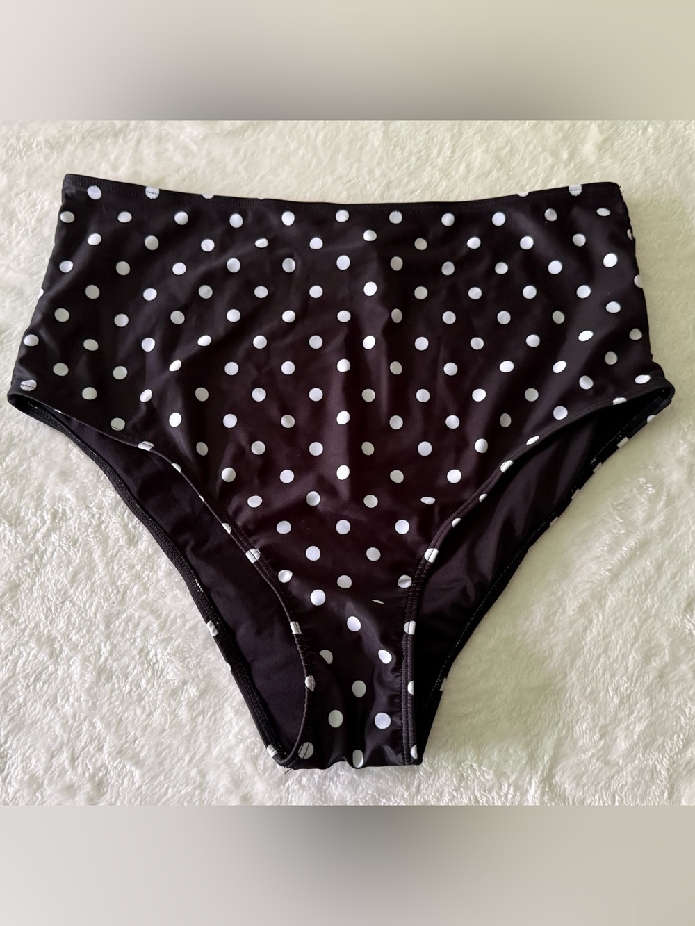 Bloom Chic High Waist Black White Polka Dots Swim Bottoms Women’s 14/16